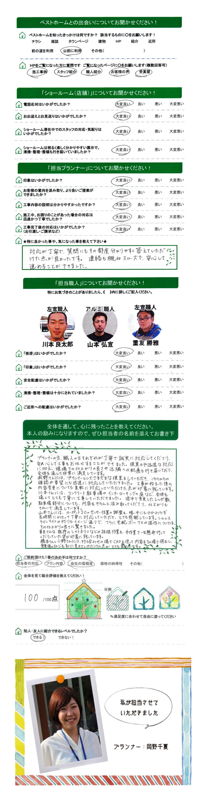 プランナーの方、職人の方それぞれが丁寧で誠実に対応してくださり、安心して工事をお任せすることができました。│倉敷市 外構・駐車場工事のお客様の声 倉敷市　U様